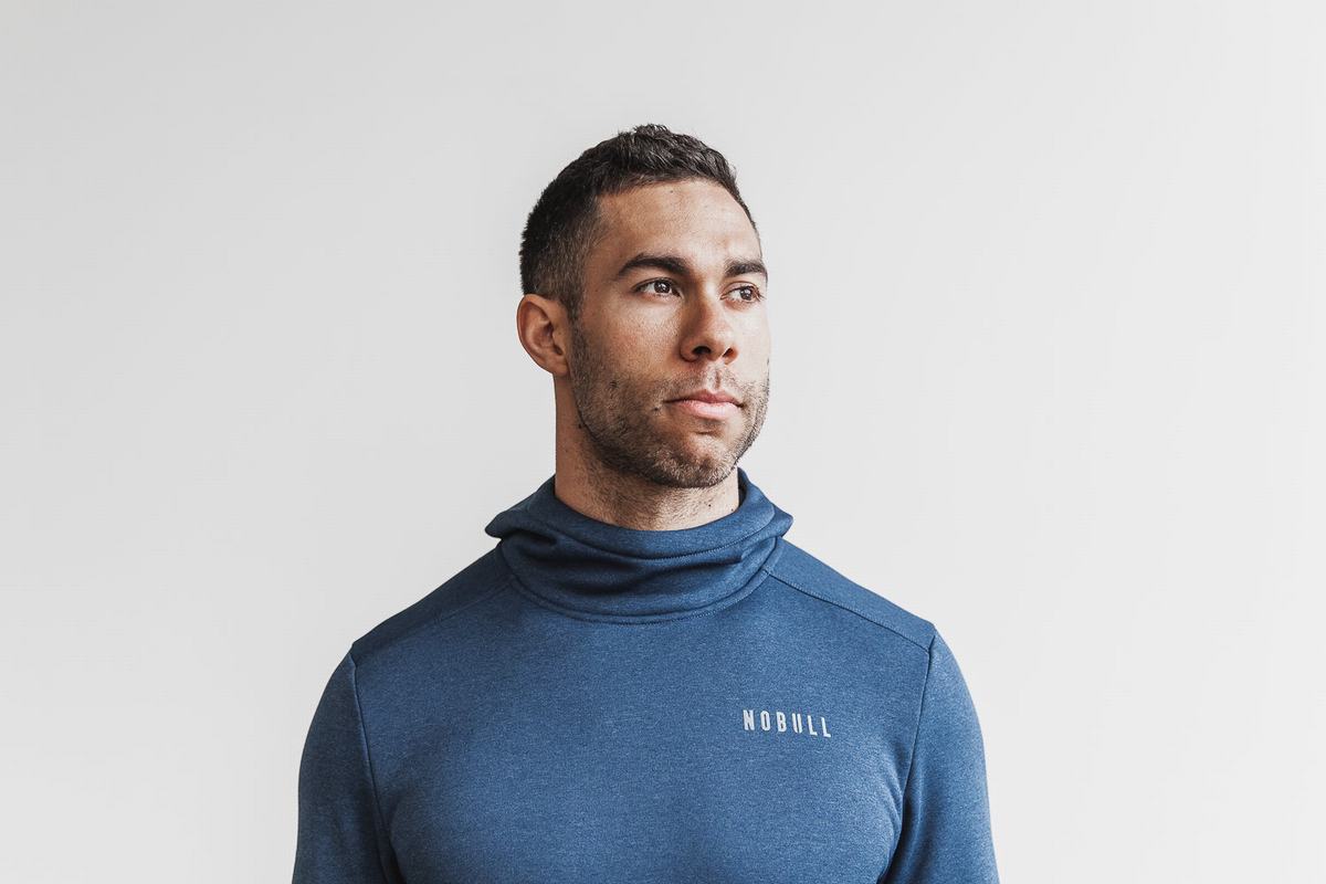 Nobull Performance Men's Hoodie Grey Blue | Australia (MK5469)